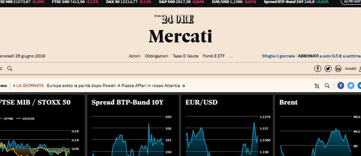 Indici borsa il sole 24 top ore